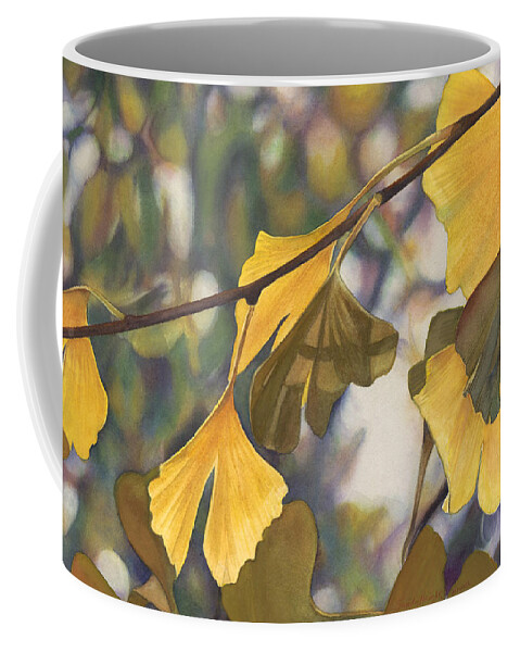 Ginkgo Coffee Mug featuring the painting Ginkgo Gold by Sandy Haight