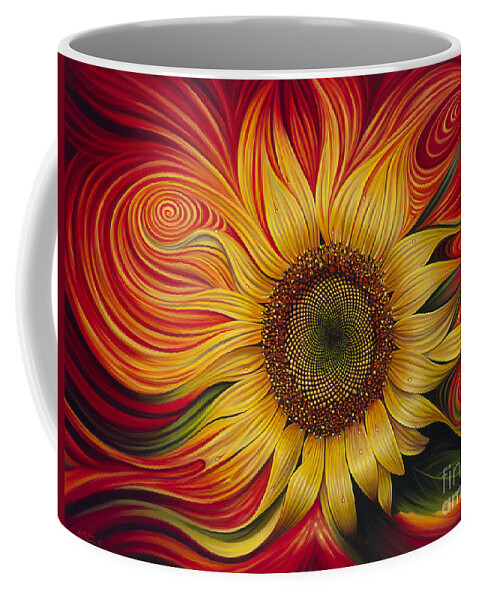 Sunflower Coffee Mug featuring the painting Girasol Dinamico by Ricardo Chavez-Mendez