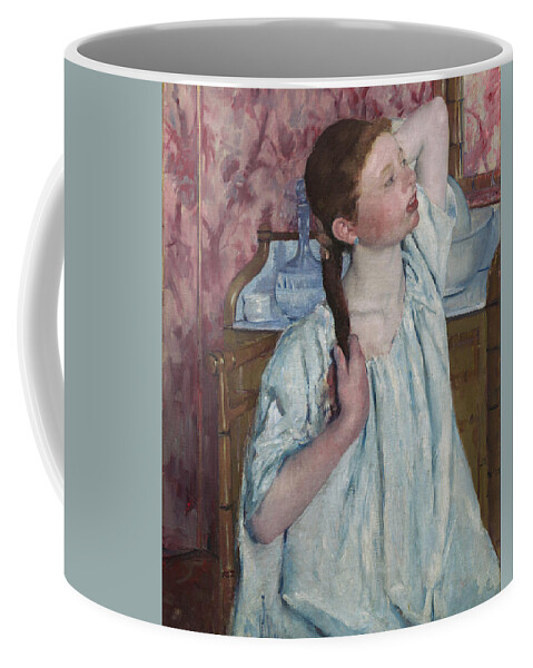 Girl Arranging Her Hair Coffee Mug by Mary Stevenson Cassatt - Pixels