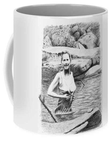 Girl Coffee Mug featuring the drawing Girl In Savage Creek by Daniel Reed