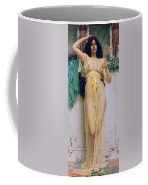 Girl With A Mirror Coffee Mug featuring the painting Girl with a Mirror by John William Godward