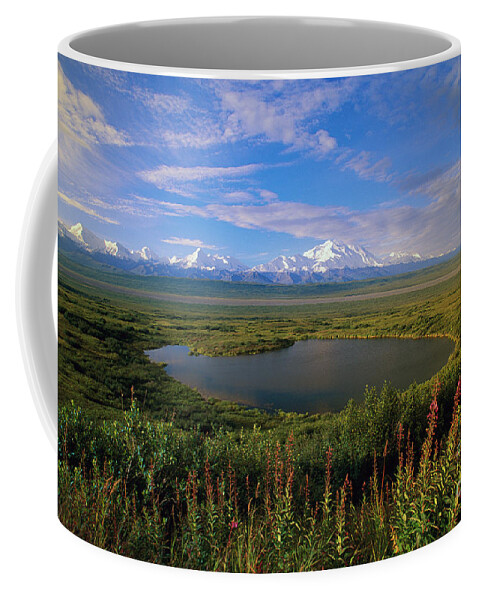 00340579 Coffee Mug featuring the photograph Glacial Kettle Pond And Denali by Yva Momatiuk John Eastcott