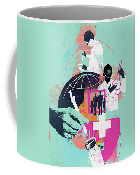 Adult Coffee Mug featuring the photograph Global Science And Medicine Montage by Ikon Ikon Images