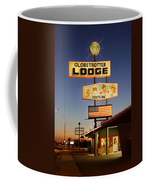 Globetrotter Lodge Coffee Mug featuring the photograph Globetrotter Lodge - Holbrook by Mike McGlothlen