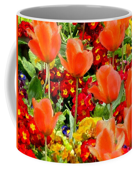 Red Coffee Mug featuring the painting Glorious Garden by Bruce Nutting