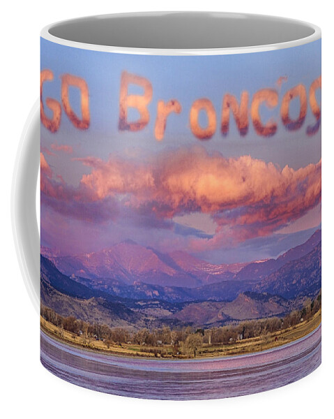 Go Broncos Coffee Mug featuring the photograph Go Broncos Colorado Front Range Longs Moon Sunrise by James BO Insogna