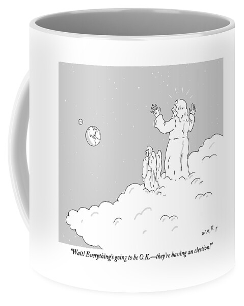 God Stands Atop A Could With An Angel Coffee Mug
