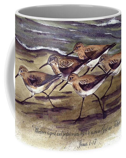 Sandpipers Coffee Mug featuring the painting God's Creation by Nancy Patterson
