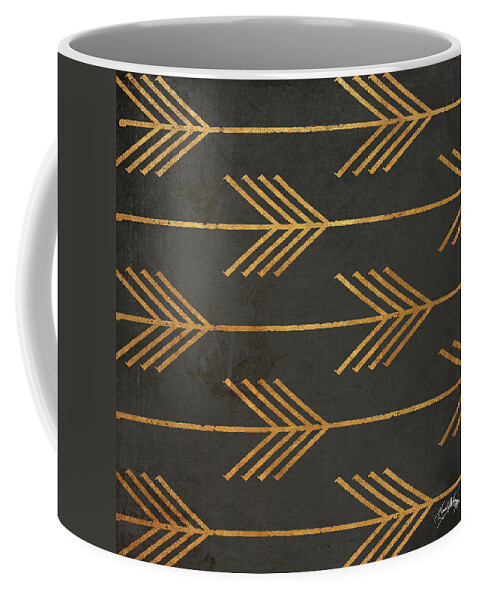 Gold Coffee Mug featuring the digital art Gold Arrow Modele II by Elizabeth Medley