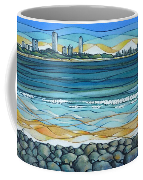Beach Coffee Mug featuring the painting Gold Coast 180810 by Selena Boron