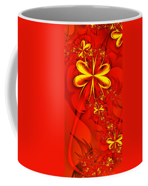 Digital Coffee Mug featuring the digital art Gold Flowers by Lena Auxier