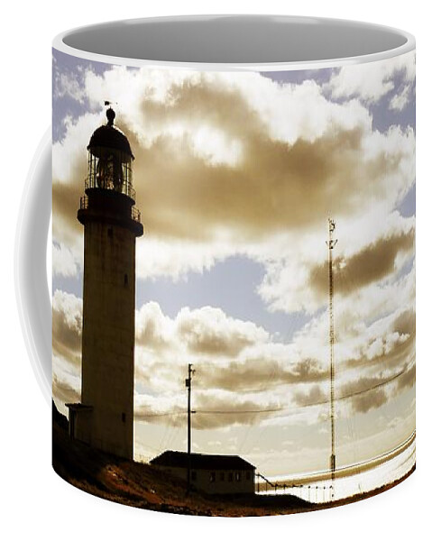 Golden Coffee Mug featuring the photograph Golden Cape Race Lighthouse by Zinvolle Art