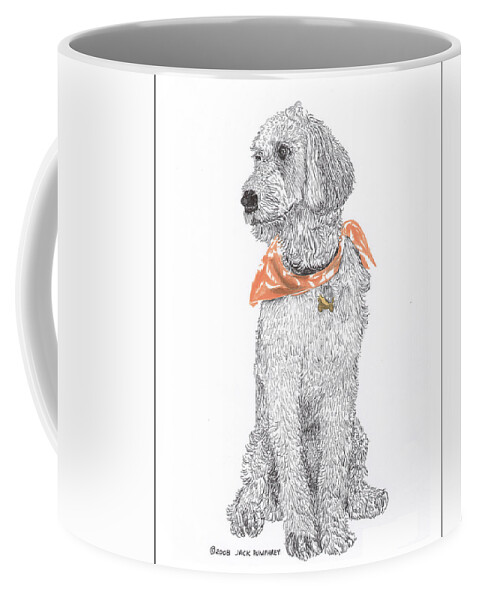 Poodle Doodle Doggy Coffee Mug featuring the drawing Trash Talking Golden Doodle by Jack Pumphrey