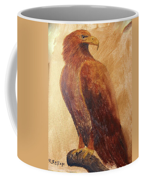 Golden Eagle Coffee Mug featuring the painting Golden Eagle by Richard Le Page
