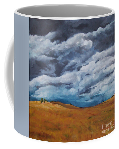 Field Coffee Mug featuring the painting Golden Fields by Kathy Laughlin