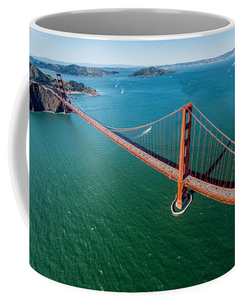 San Coffee Mug featuring the photograph Golden Gate Bridge Aloft by Steve Gadomski