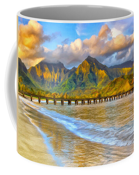 Morning Coffee Mug featuring the painting Golden Hanalei Morning by Dominic Piperata