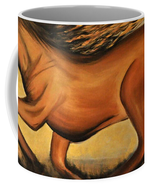 Horse Coffee Mug featuring the painting Golden Horse by Preethi Mathialagan
