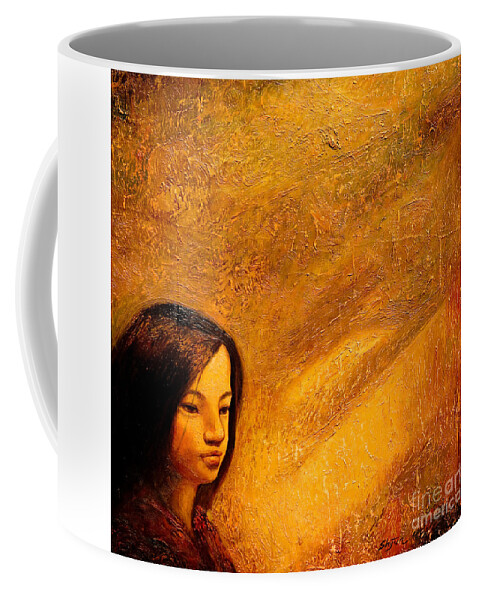 Portrait Coffee Mug featuring the painting Golden Light by Shijun Munns