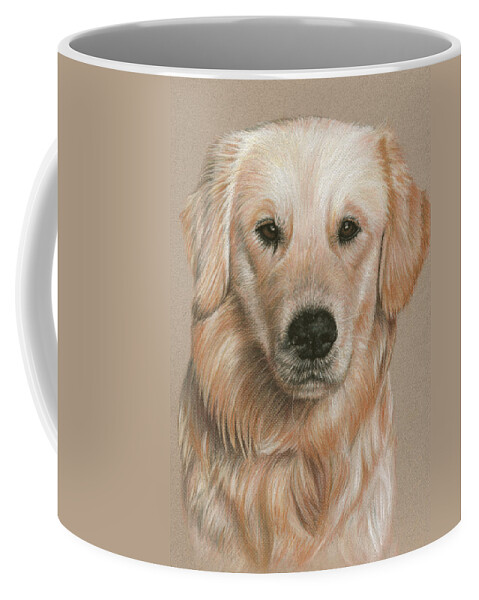 Dog Coffee Mug featuring the pastel Golden Retriever Portrait by Nicole Zeug