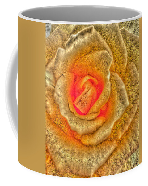 Rose Coffee Mug featuring the photograph Golden Rose by Marian Lonzetta