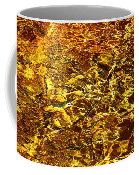 Jenny Rainbow Fine Art Photography Coffee Mug featuring the photograph Golden Water Abstract. Feng Shui by Jenny Rainbow