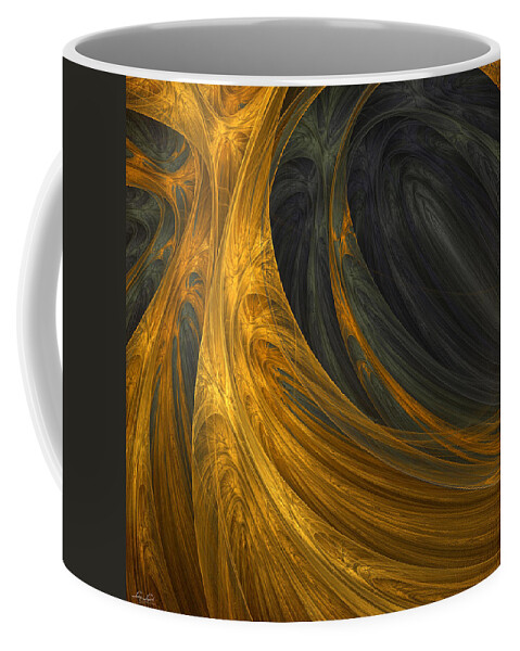 Gold Abstract Coffee Mug featuring the digital art Gold's Grace by Lourry Legarde