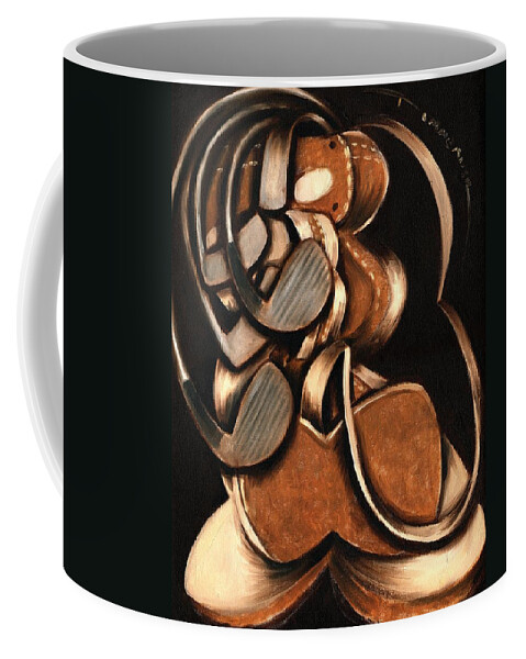 Golf Coffee Mug featuring the painting Abstract Golf Bag and Clubs Art Print by Tommervik