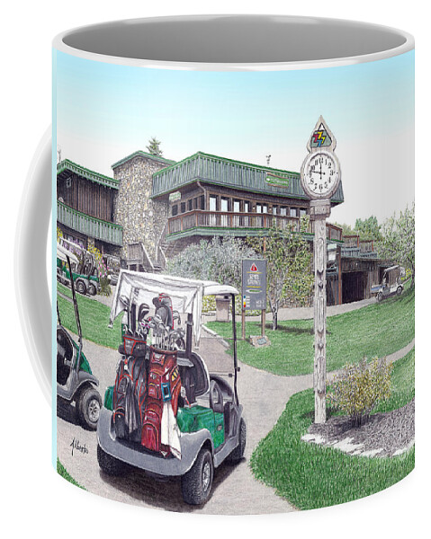 Golf Coffee Mug featuring the painting Golf Seven Springs Mountain Resort by Albert Puskaric
