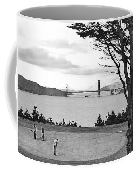 1930's Coffee Mug featuring the photograph Golf With View Of Golden Gate by Ray Hassman