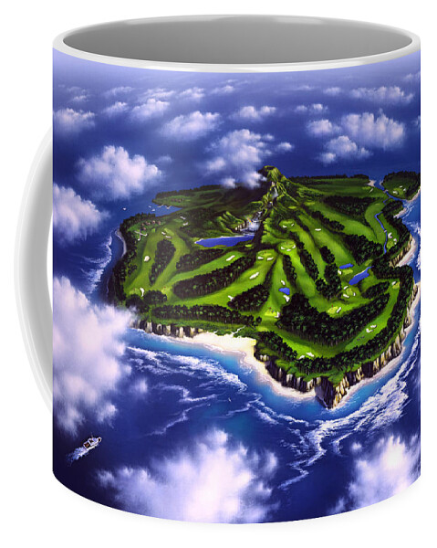 Golf Coffee Mug featuring the painting Golfer's Paradise by Jerry LoFaro