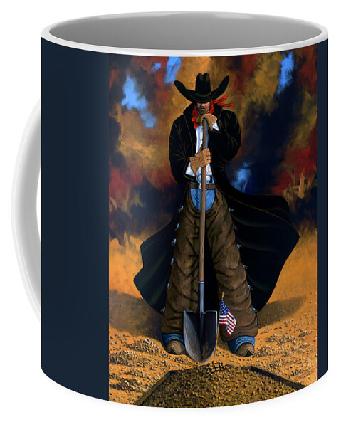 Cowgirl Coffee Mug featuring the painting Gone Too Soon by Lance Headlee