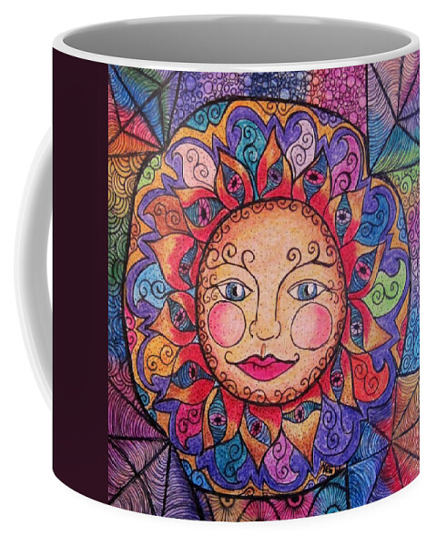 Sun Coffee Mug featuring the drawing Good morning sunshine by Megan Walsh