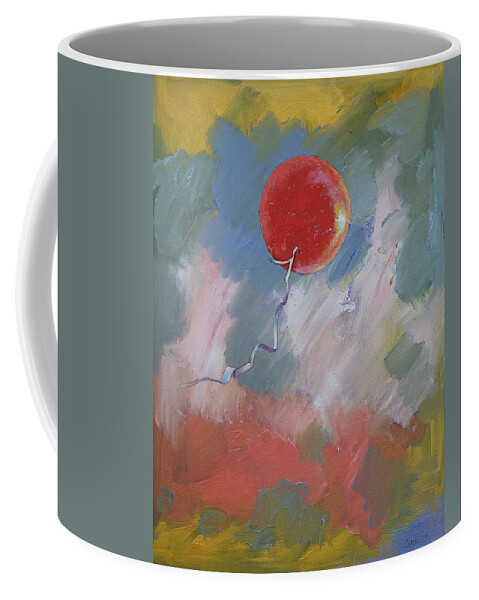 Goodbye Coffee Mug featuring the painting Goodbye Red Balloon by Michael Creese