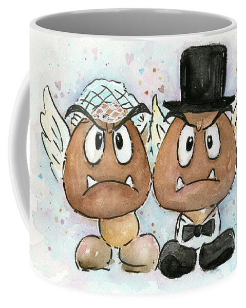 Goombas Coffee Mug featuring the painting Goomba Bride and Groom by Olga Shvartsur