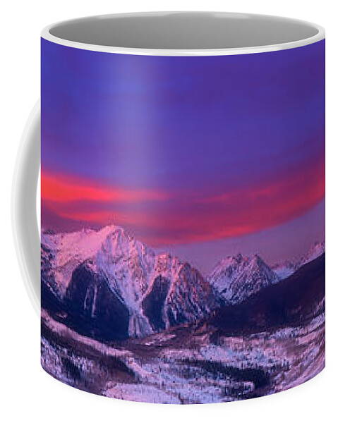 Sunrise Coffee Mug featuring the photograph Gore Range Pano by Darren White