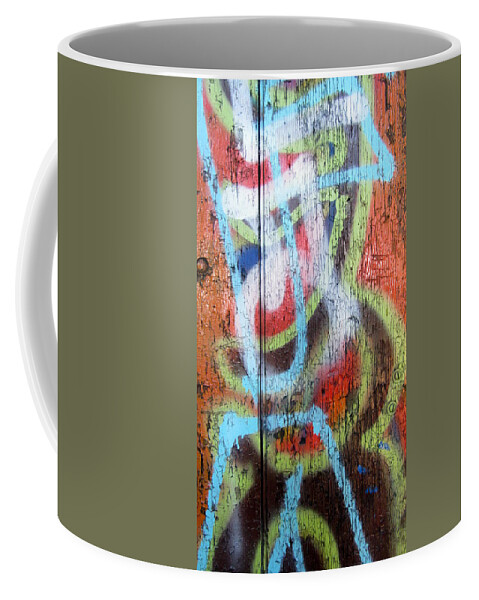 Urban Coffee Mug featuring the photograph Graffiti Orange Close Up by Anita Burgermeister