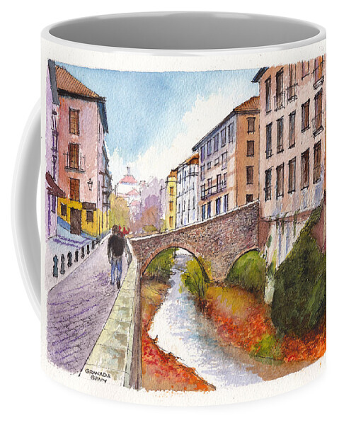 Spain Coffee Mug featuring the painting Granada Bridge Spain by Dai Wynn