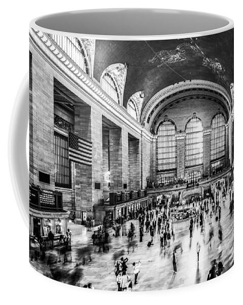 Nyc Coffee Mug featuring the photograph Grand Central Station -pano bw by Hannes Cmarits