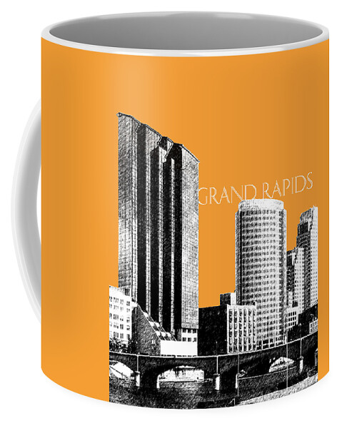 Architecture Coffee Mug featuring the digital art Grand Rapids Skyline - Orange by DB Artist