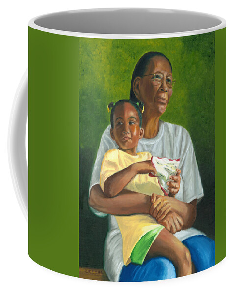 Family Coffee Mug featuring the painting Grandma's Lap by Jill Ciccone Pike