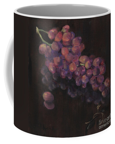 Flame Grapes Coffee Mug featuring the painting Grapes in Reflection by Maria Hunt