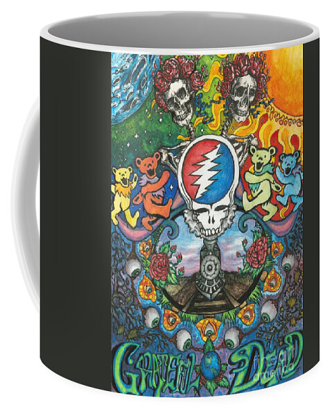 Rock Coffee Mug featuring the drawing Grateful Dead Poster by Amanda Paul