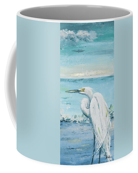 Great Coffee Mug featuring the painting Great Blue Egret II by Patricia Pinto
