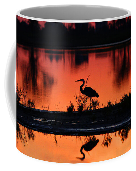 Great Coffee Mug featuring the photograph Great Blue Heron at Sunrise by Allan Levin