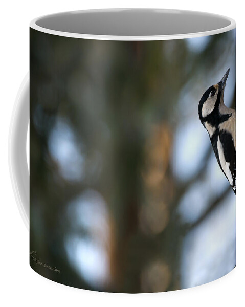 Great Spotted Woodpecker Coffee Mug featuring the photograph Great Spotted Woodpecker by Torbjorn Swenelius