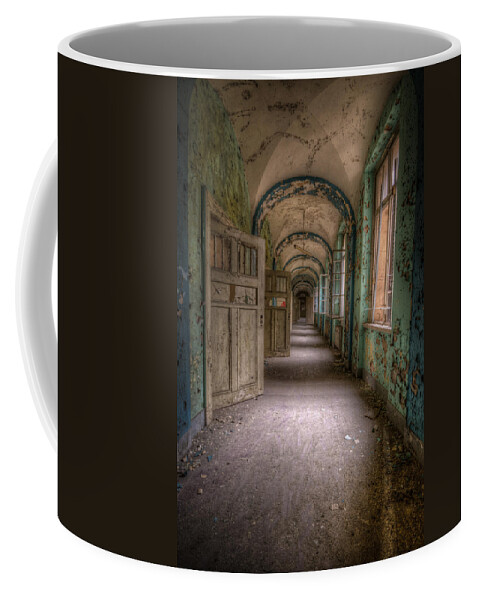 Urbex Coffee Mug featuring the digital art Green and blue by Nathan Wright