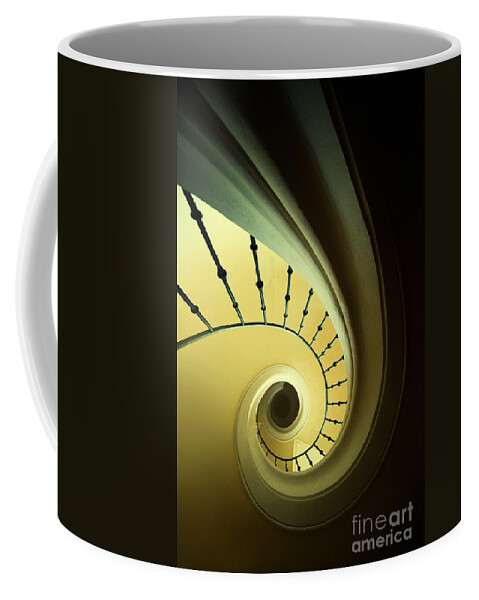 Staircase Coffee Mug featuring the photograph Green and yellow spirals by Jaroslaw Blaminsky