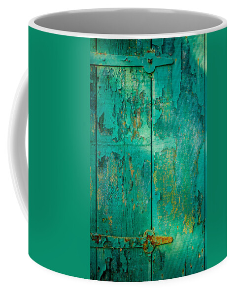 Weathered Coffee Mug featuring the photograph Green Door - Carmel by the Sea by David Smith