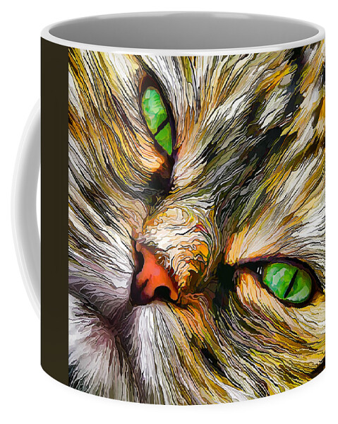 Nature Coffee Mug featuring the digital art Green-Eyed Tortie by ABeautifulSky Photography by Bill Caldwell